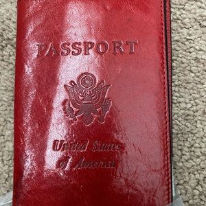 Red NWOT vegan leather passport/vaccine card holder